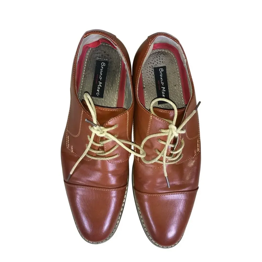 Bruno Marc New York Dress Shoes Men’s Size 12W Brown Faux Leather Oxford Loafer